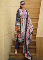 Lawn Camric Purple Casual Wear Printed Salwar Suit